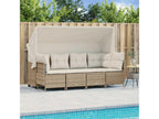 Ensemble de mobilier de jardin 5 pièces en résine tressée beige, avec coussins