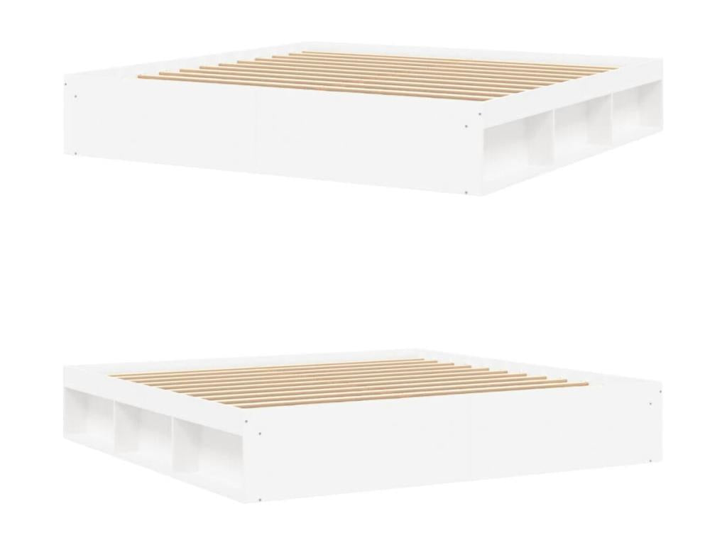 Cadre de lit blanc, 200 x 200 cm