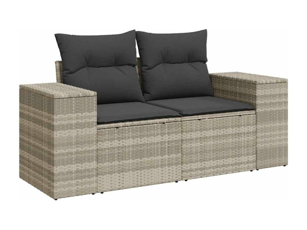 Ensemble de mobilier de jardin 6 pièces en résine tressée grise avec coussins - dlz1766572959886