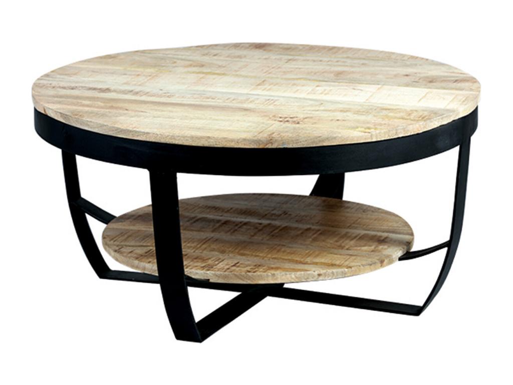 Table basse ronde en bois massif naturel, 80 cm