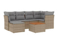 Ensemble de mobilier de jardin 7 pièces en résine tressée beige, avec coussins - dlz1766572968979