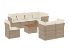 Ensemble de mobilier de jardin 9 pièces en résine tressée beige, avec coussins - dlz1766572400339