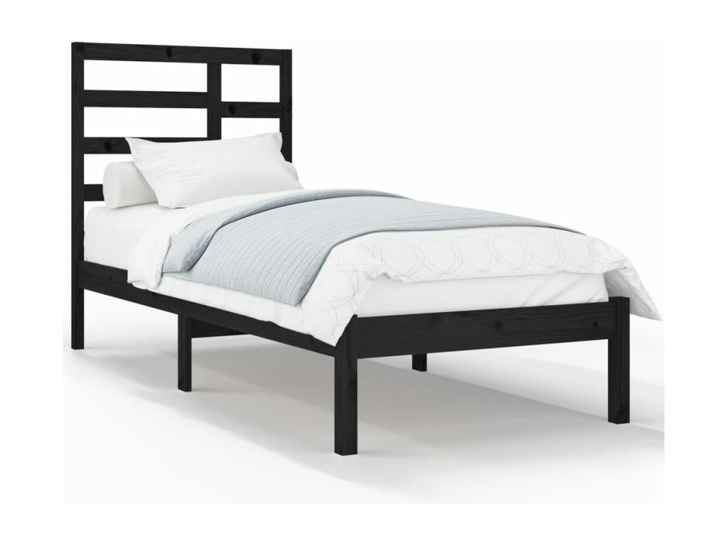 Matelas en bois massif noir (sans matelas), 75 x 190 cm