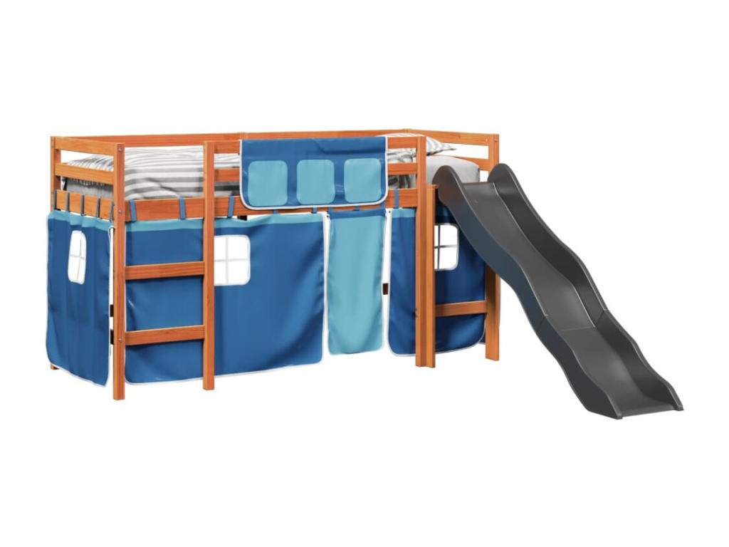 Lit en pin bleu, 90 x 200 cm