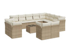 Ensemble de mobilier de jardin 13 pièces en résine tressée beige, avec coussins - dlz1766573058699