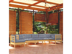 Ensemble de mobilier de jardin 8 pièces en pin gris, avec coussins