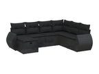 Ensemble de mobilier de jardin 7 pièces en résine tressée noire, avec coussins - dlz1766572724670