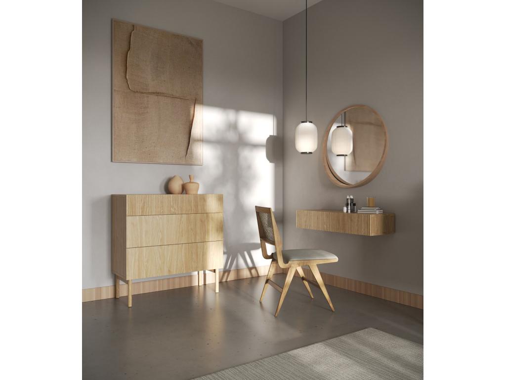 Commode en chêne naturel à 3 tiroirs, 90 cm