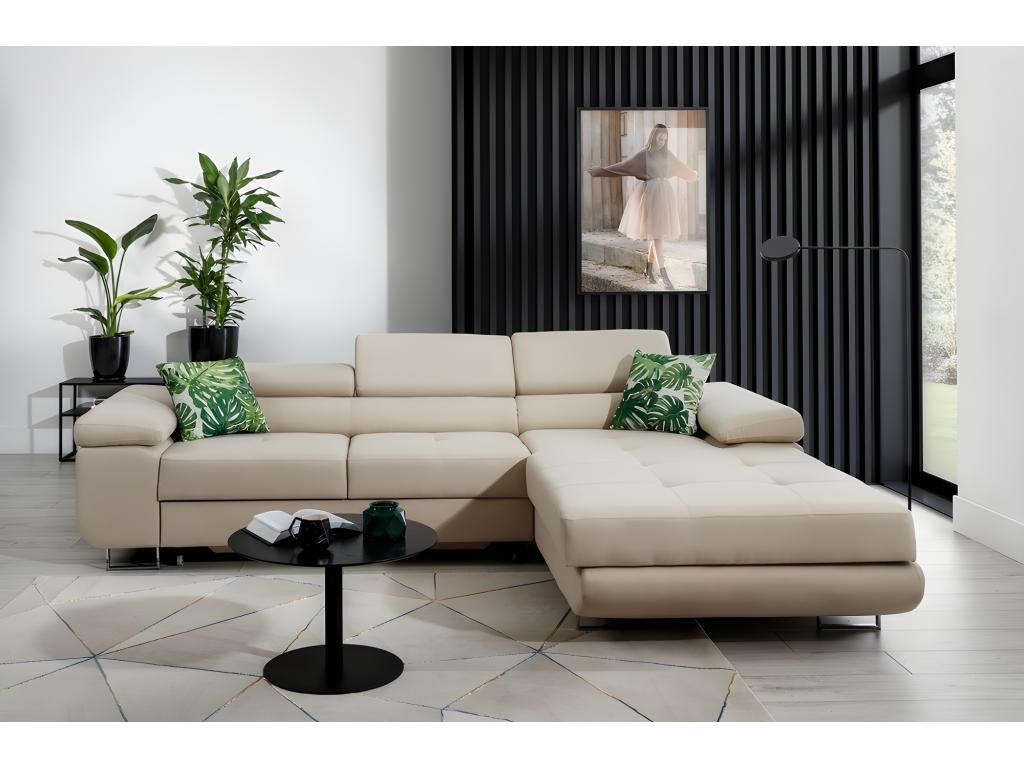 Canapé-lit en tissu beige