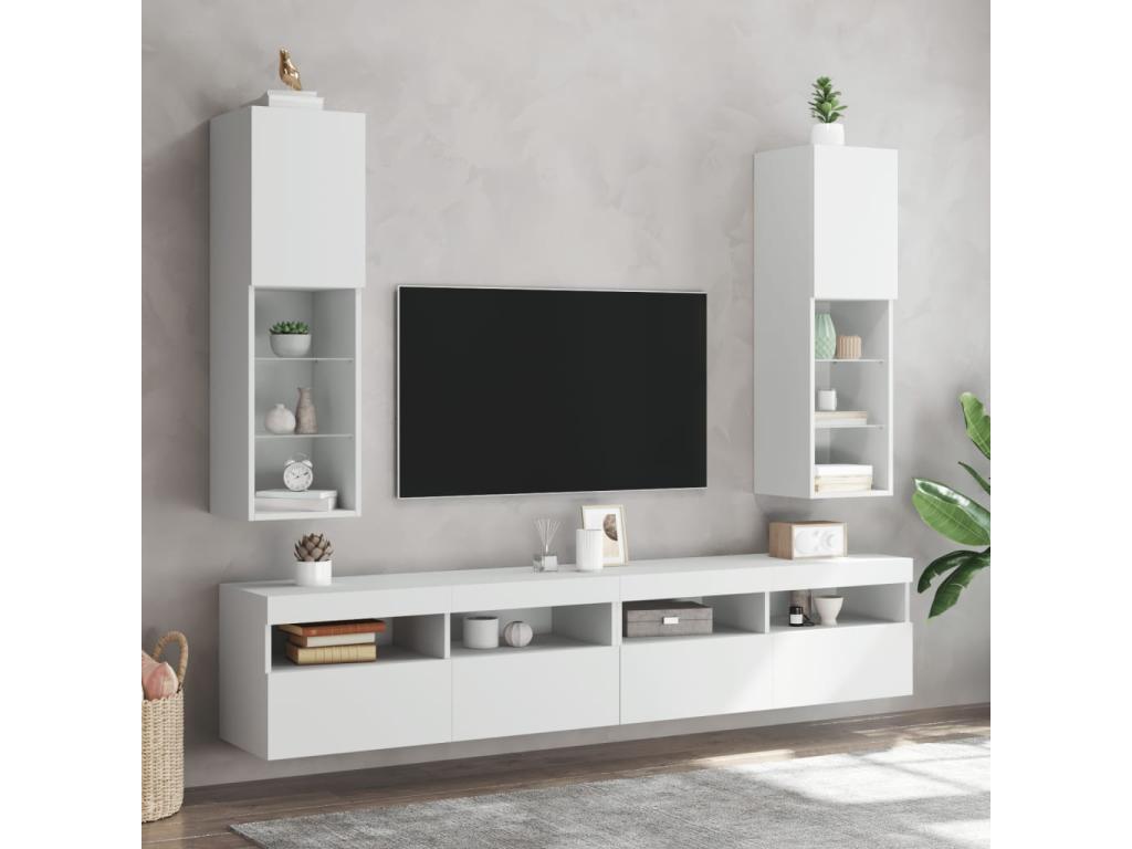 Meuble TV blanc, 30,5 x 30 x 102 cm