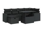 Ensemble de mobilier de jardin 7 pièces en résine tressée noire, avec coussins - dlz1766572838753