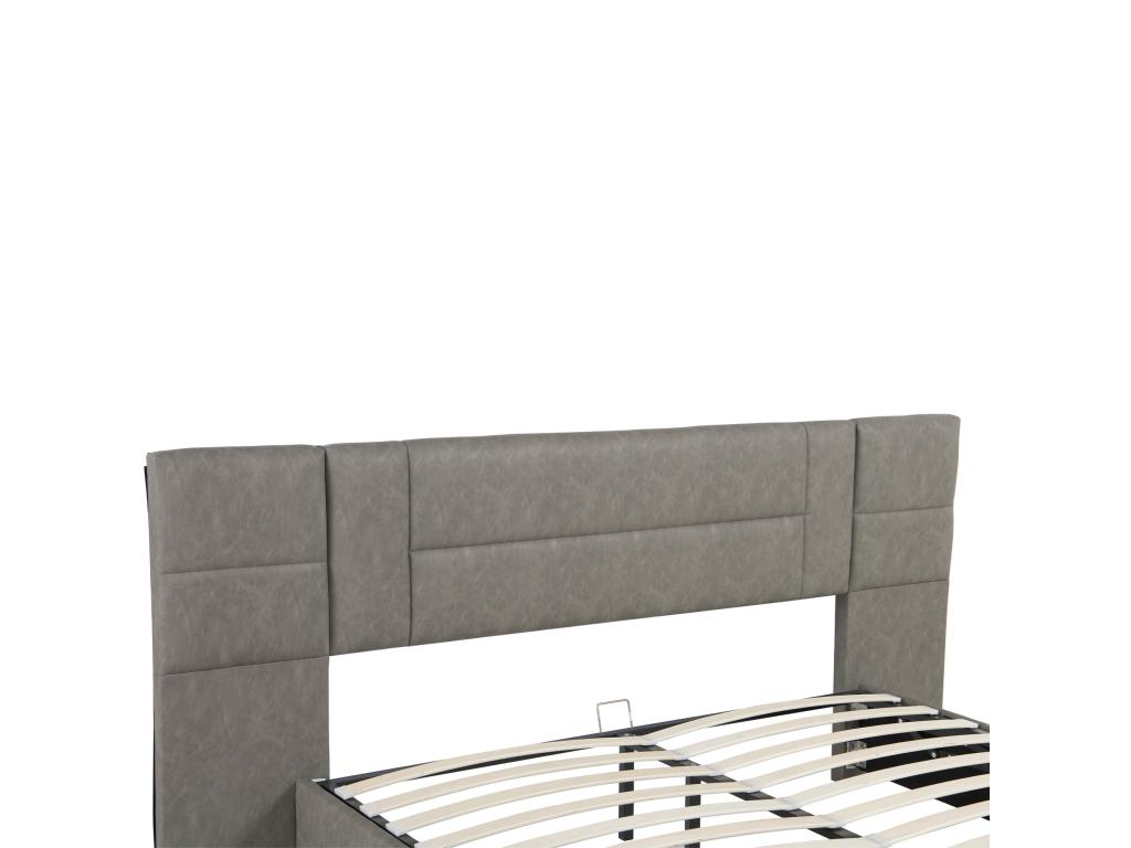 Sommier en similicuir gris, 180 x 200 cm