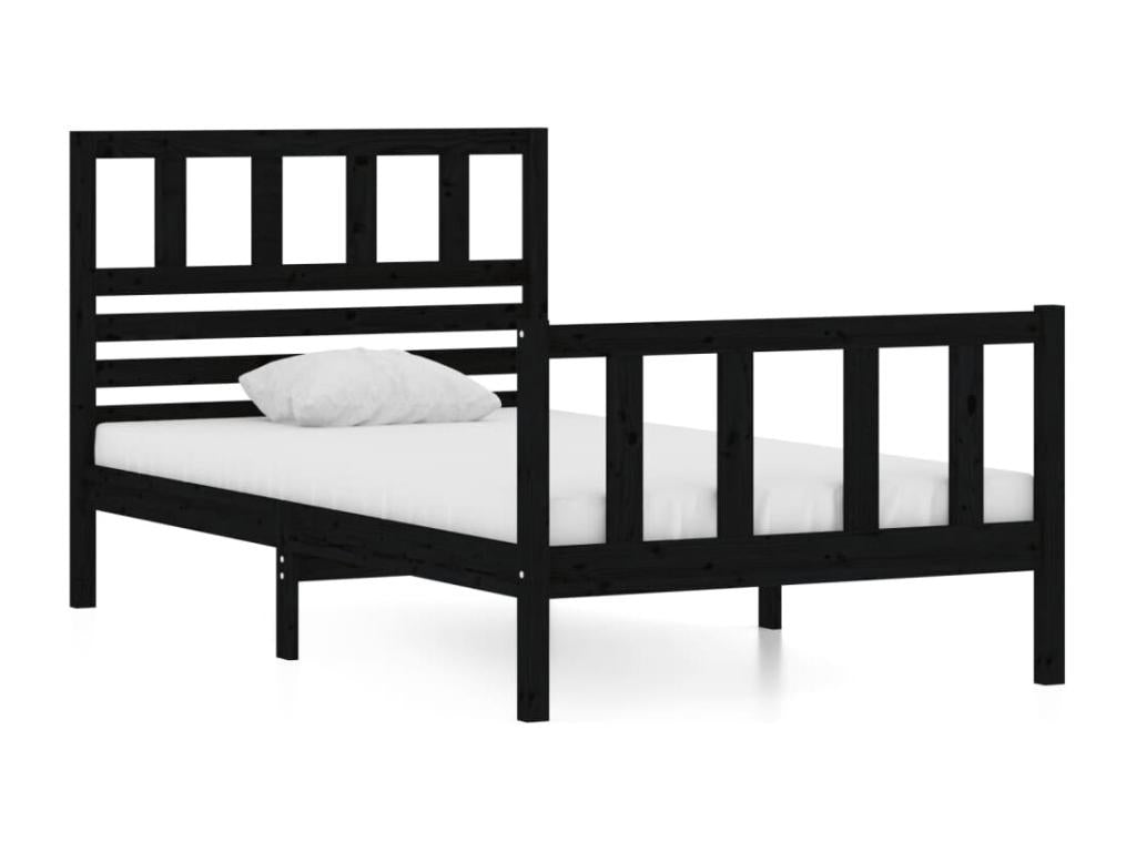 Lit en bois massif noir, 90 x 190 cm