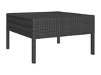 Ensemble de mobilier de jardin 3 pièces en résine tressée noire, avec coussins