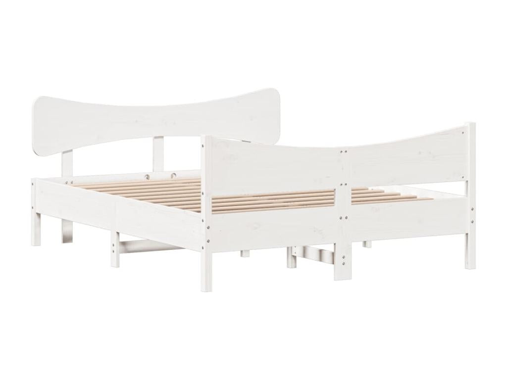 Cadre de lit en pin blanc, 140 x 190 cm