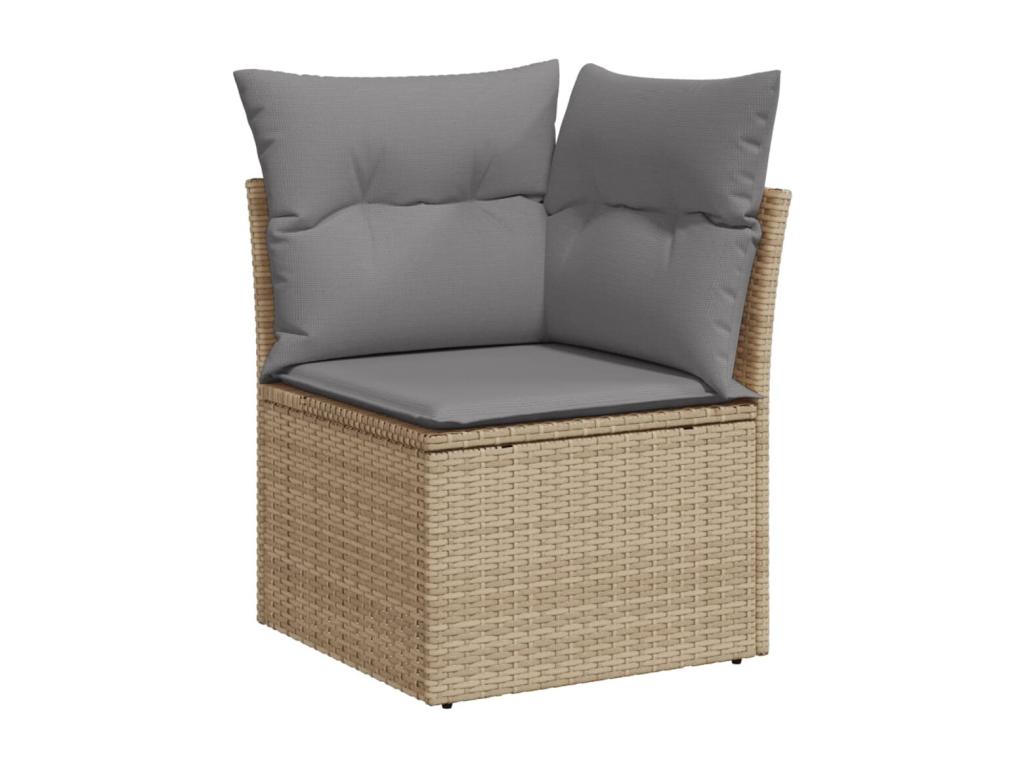 Ensemble de mobilier de jardin 6 pièces en résine tressée beige, avec coussins - dlz1766572713100