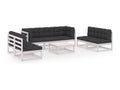 Ensemble de mobilier de jardin en pin blanc 8 pièces, avec coussins