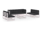 Ensemble de mobilier de jardin en pin blanc 8 pièces, avec coussins