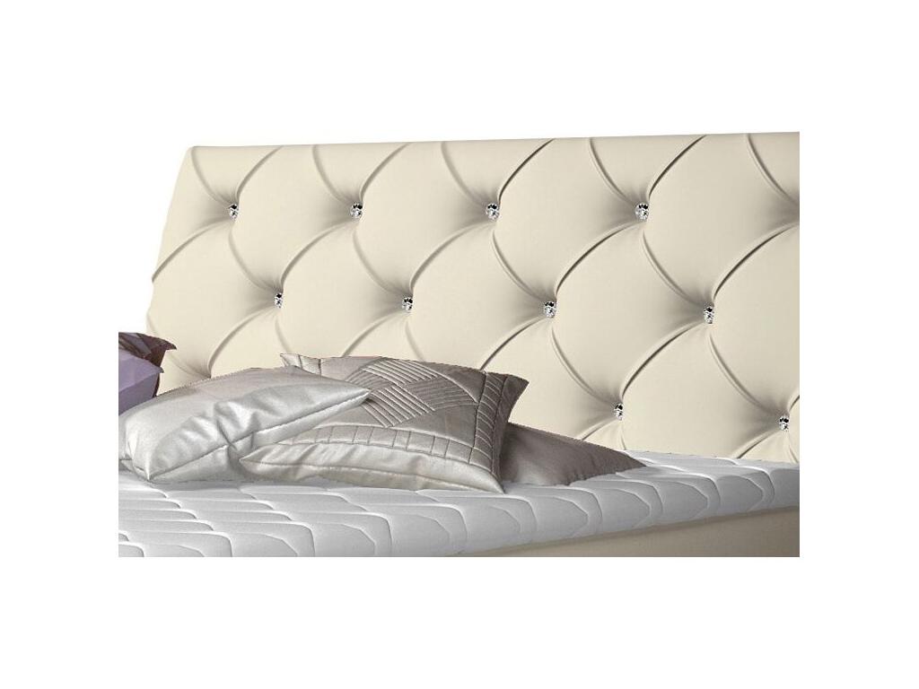 Lit en cuir beige, 180 x 200 cm
