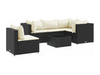 Ensemble de mobilier de jardin 6 pièces en résine tressée noire avec coussins - dlz1766572624647
