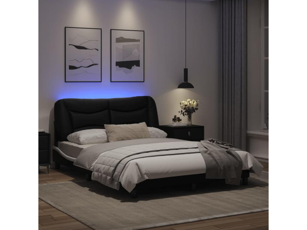 Cadre de lit en similicuir noir, 140 x 200 cm