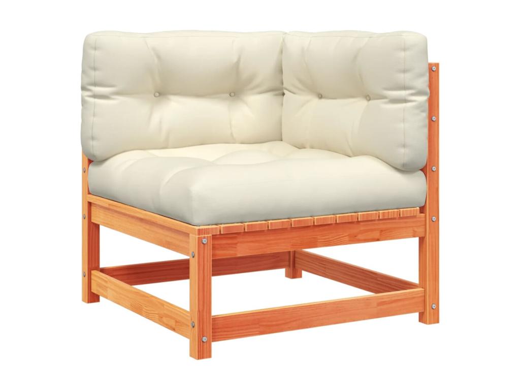 Ensemble de mobilier de jardin 7 pièces en pin brun avec coussins