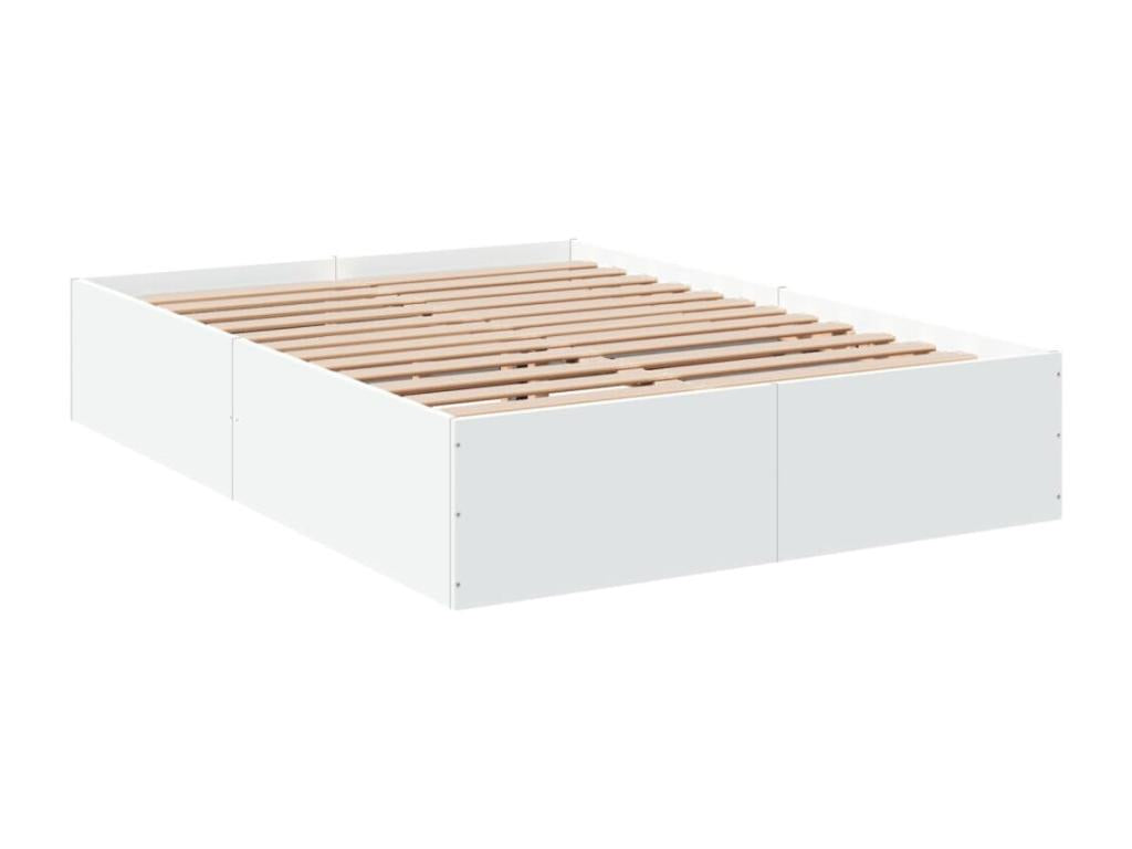 Cadre de lit en bois d'ingénierie blanc, 135 x 190 cm