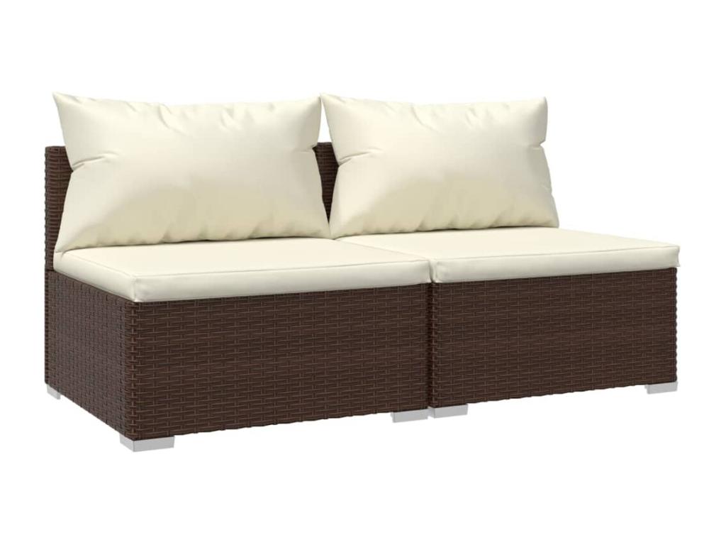 Ensemble de mobilier de jardin 2 pièces en résine tressée marron, avec coussins - dlz1766572587830