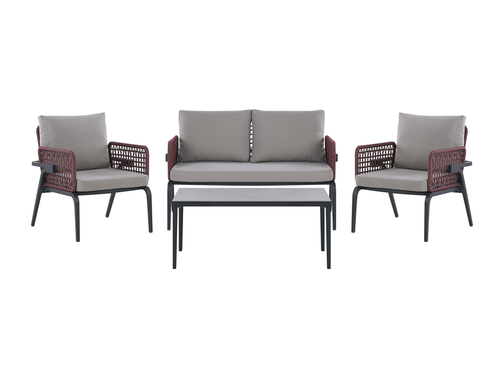 Ensemble de mobilier de jardin en métal gris