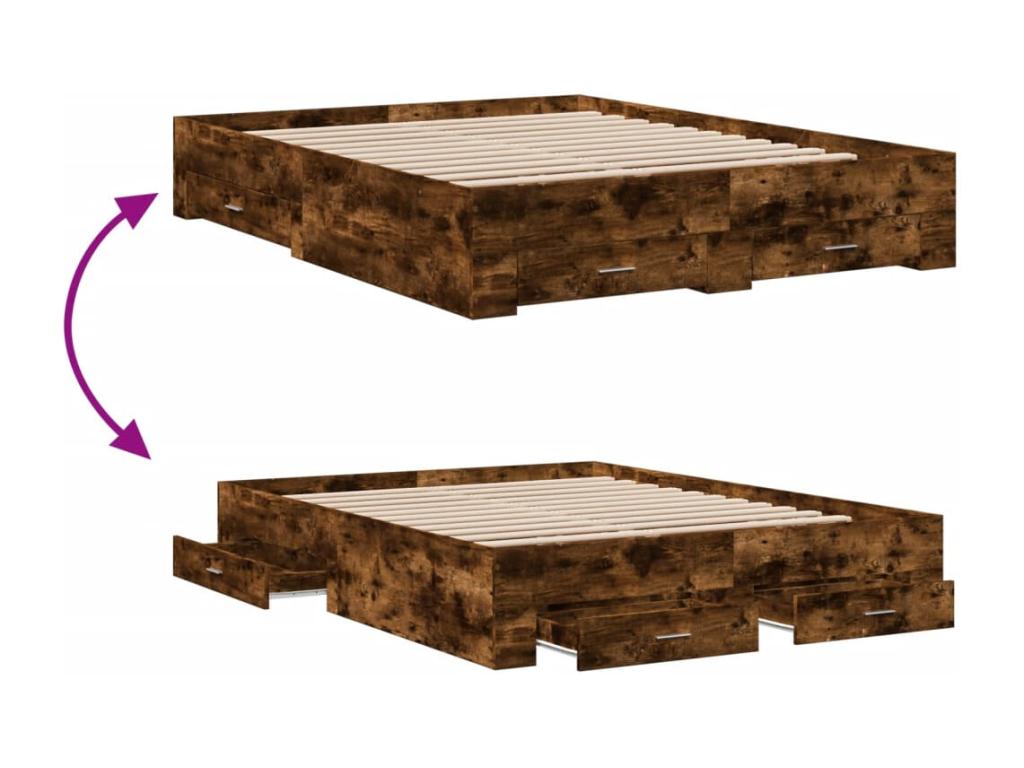 Cadre de lit en chêne brun, 140 x 200 cm