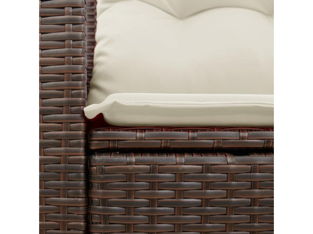 Canapé en résine tressée marron avec coussins