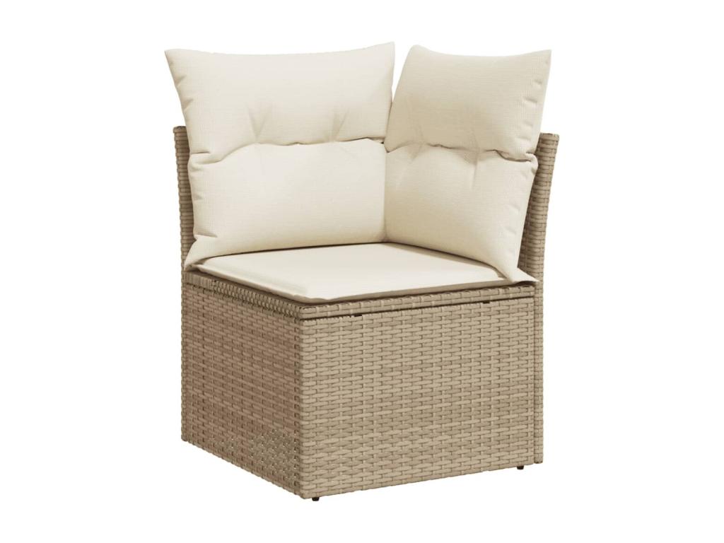 Ensemble de mobilier de jardin 9 pièces en résine tressée beige, avec coussins - dlz1766572400339