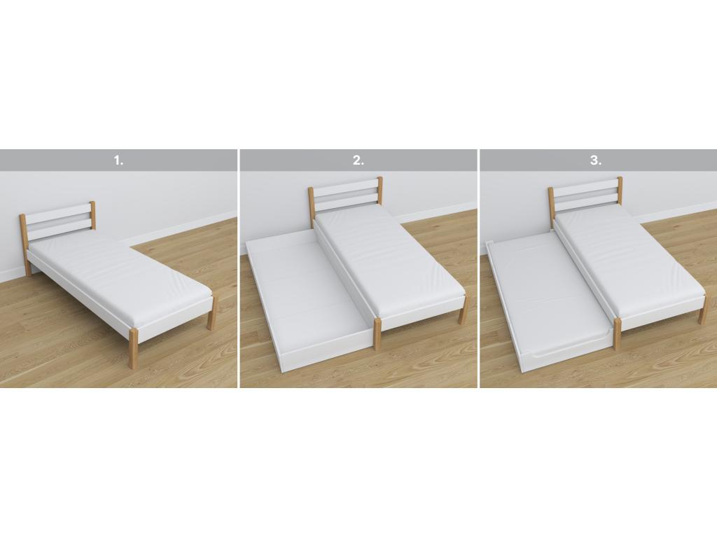 Lit en chêne blanc, 80 x 190 cm