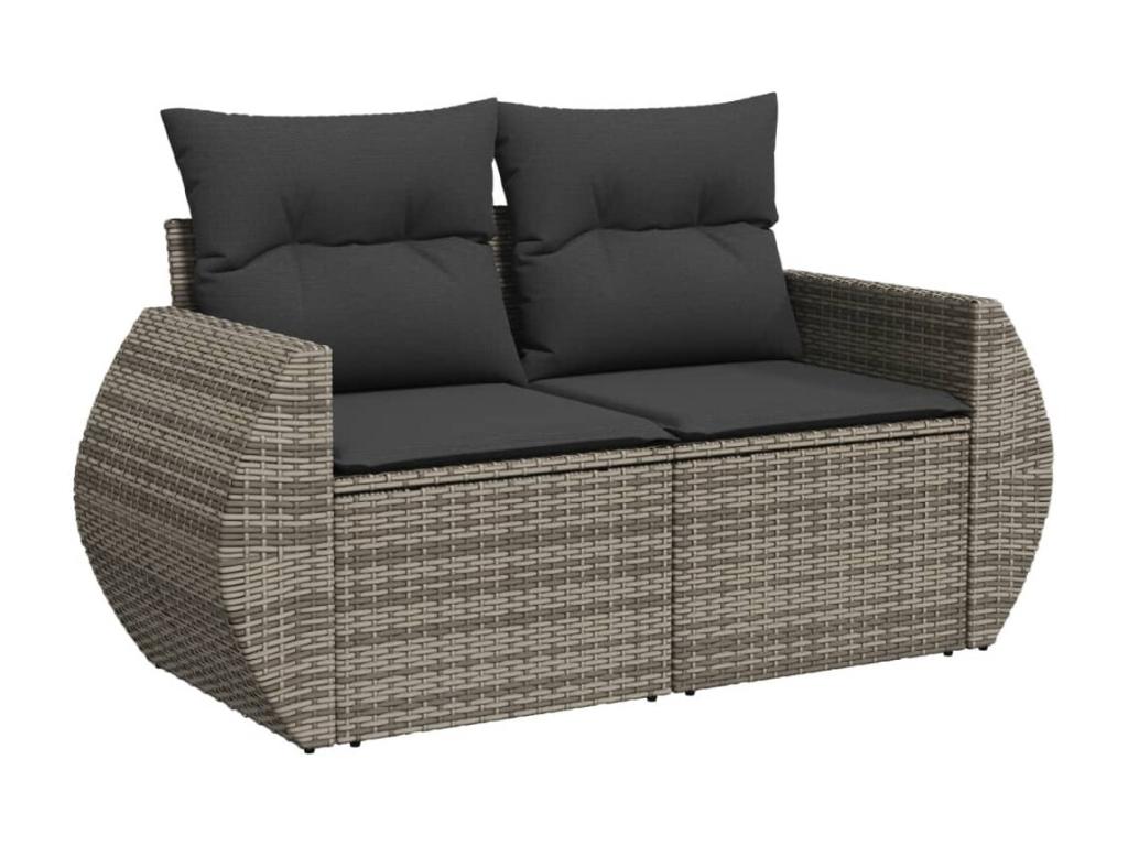 Ensemble de mobilier de jardin 9 pièces en résine tressée grise avec coussins - dlz1766572575420
