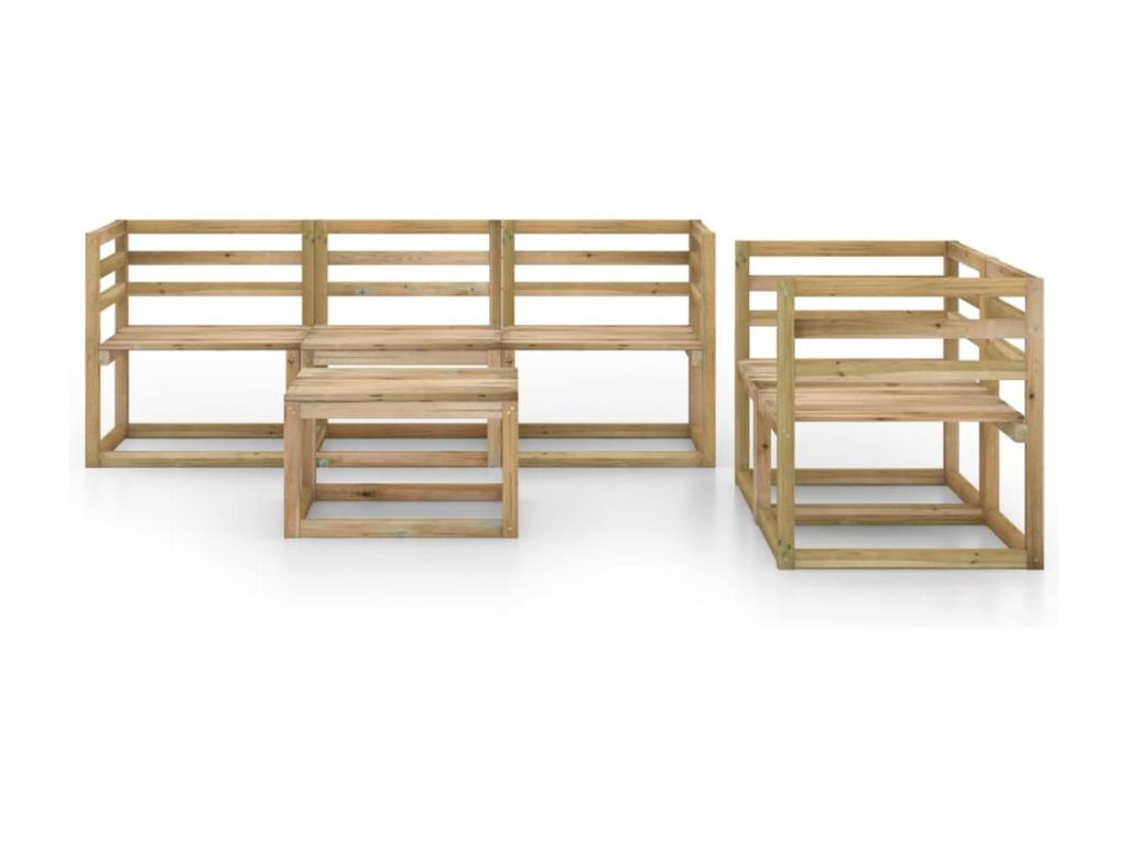 Ensemble de mobilier de jardin 6 pièces en pin brun