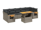 Ensemble de mobilier de jardin 8 pièces en résine tressée grise avec coussins - dlz1766572639217