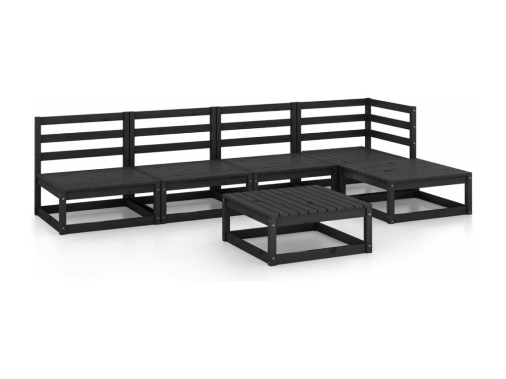 Ensemble de mobilier de jardin 5 pièces en pin noir