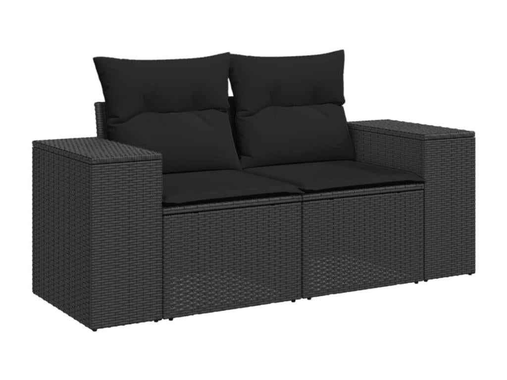 Ensemble de mobilier de jardin 11 pièces en résine tressée noire avec coussins - dlz1766572867004