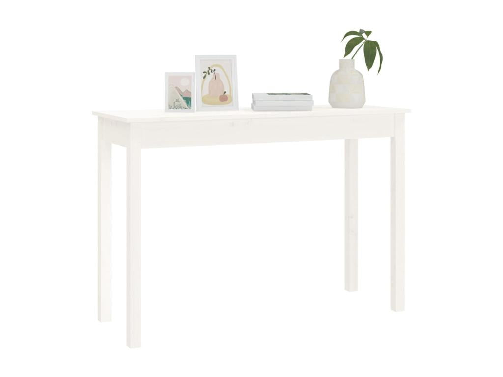 Table en bois massif blanc, 110 x 40 x 75 cm