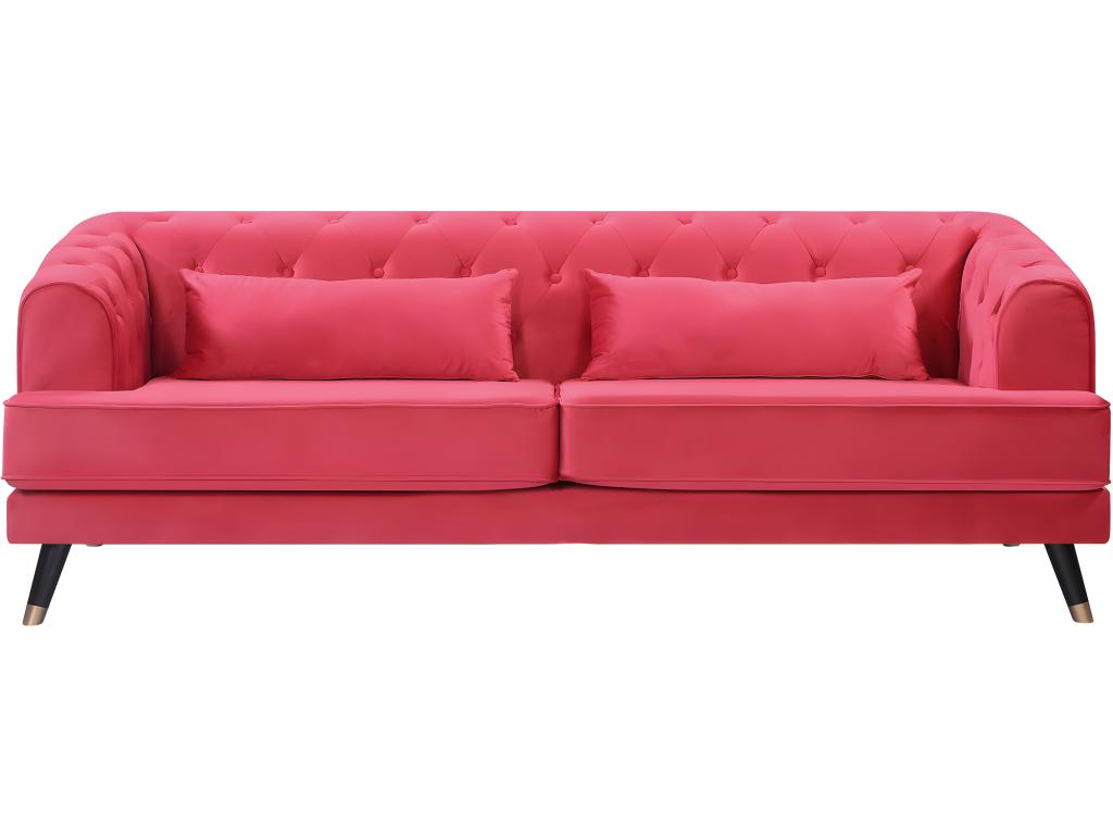 Canapé en velours rouge, 216 x 86 x 76 cm