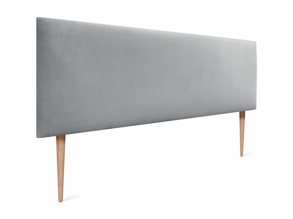 Lit en velours gris, 150 x 105 cm