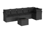 Ensemble de mobilier de jardin 7 pièces en résine tressée noire, avec coussins - dlz1766572751505