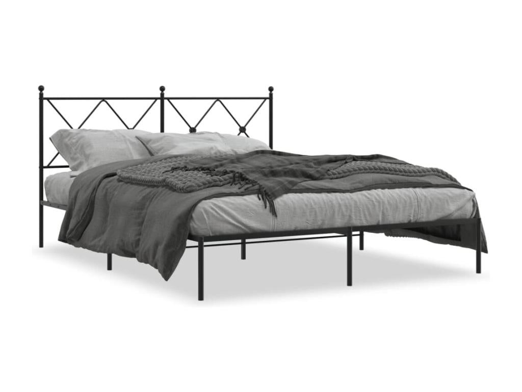 Matelas en métal noir sans matelas, 150 x 200 cm