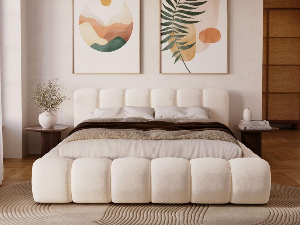 Lit en velours avec rangement, 140 x 200 cm