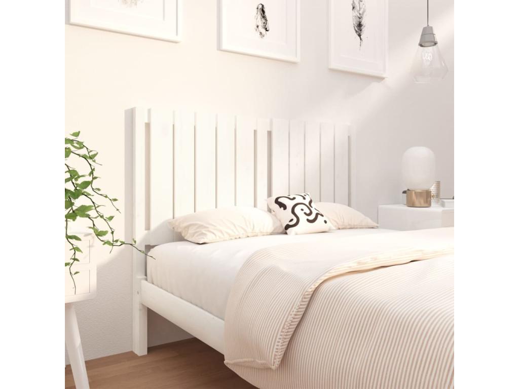 Lit en bois massif blanc, 125,5 x 4 x 100 cm