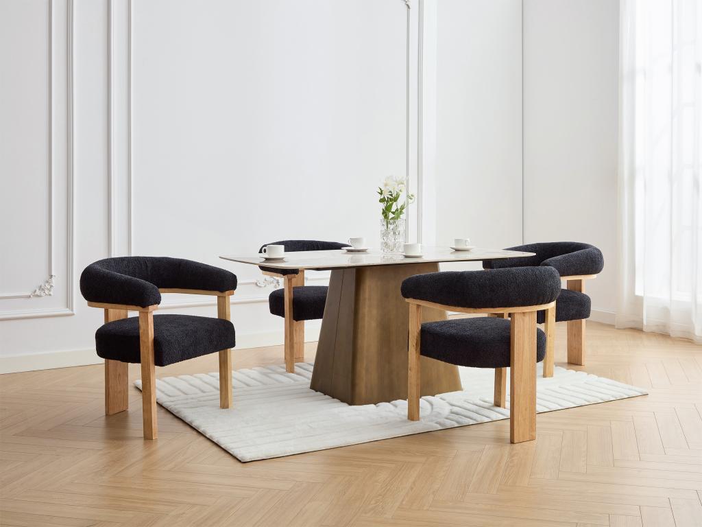 Meubles d'intérieur en tissu bouclé noir