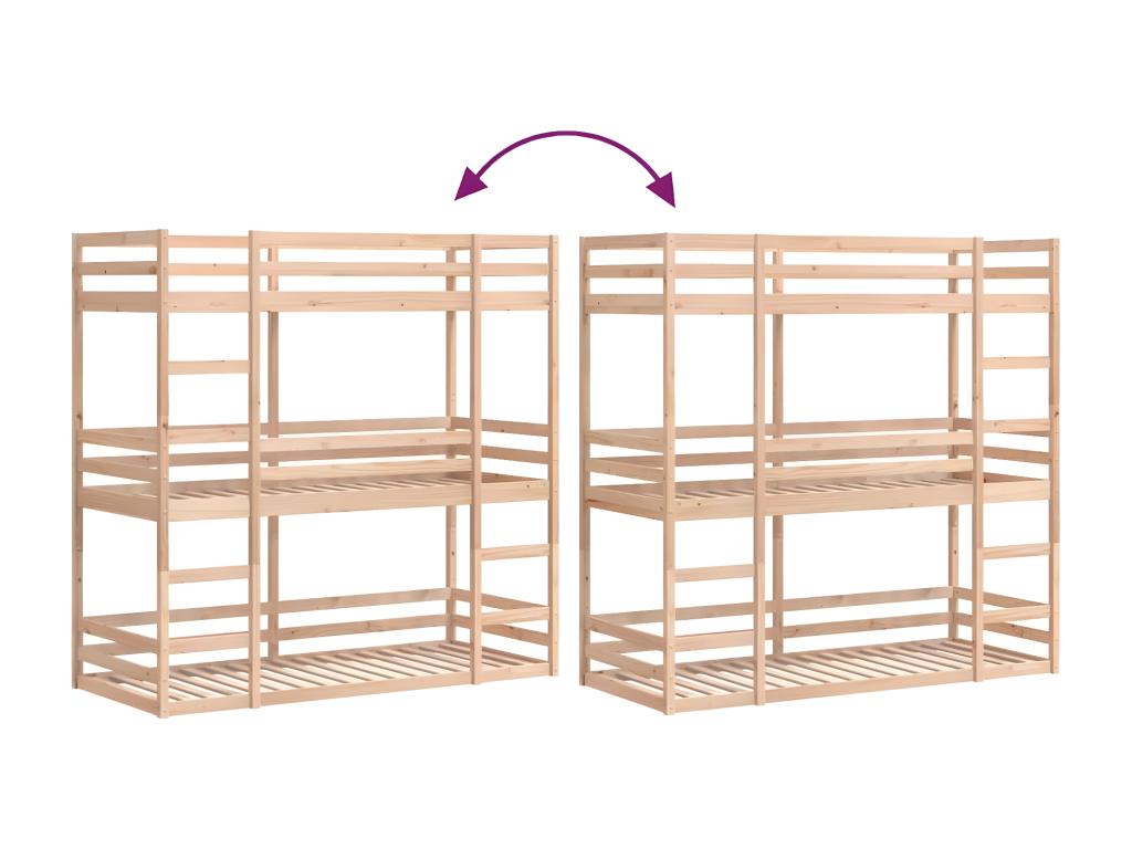 Lit en pin brun, 90 x 190 cm