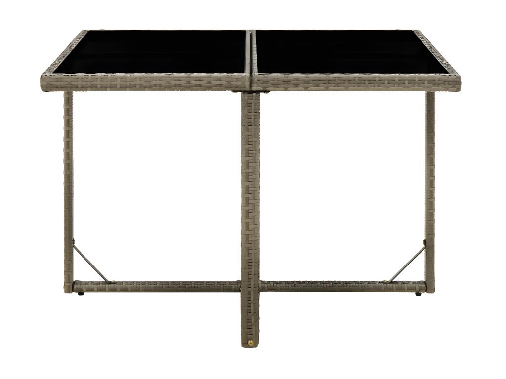 Table en verre gris, 109 x 107 x 74 cm