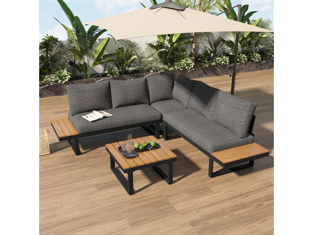 Ensemble de mobilier de jardin en fer gris