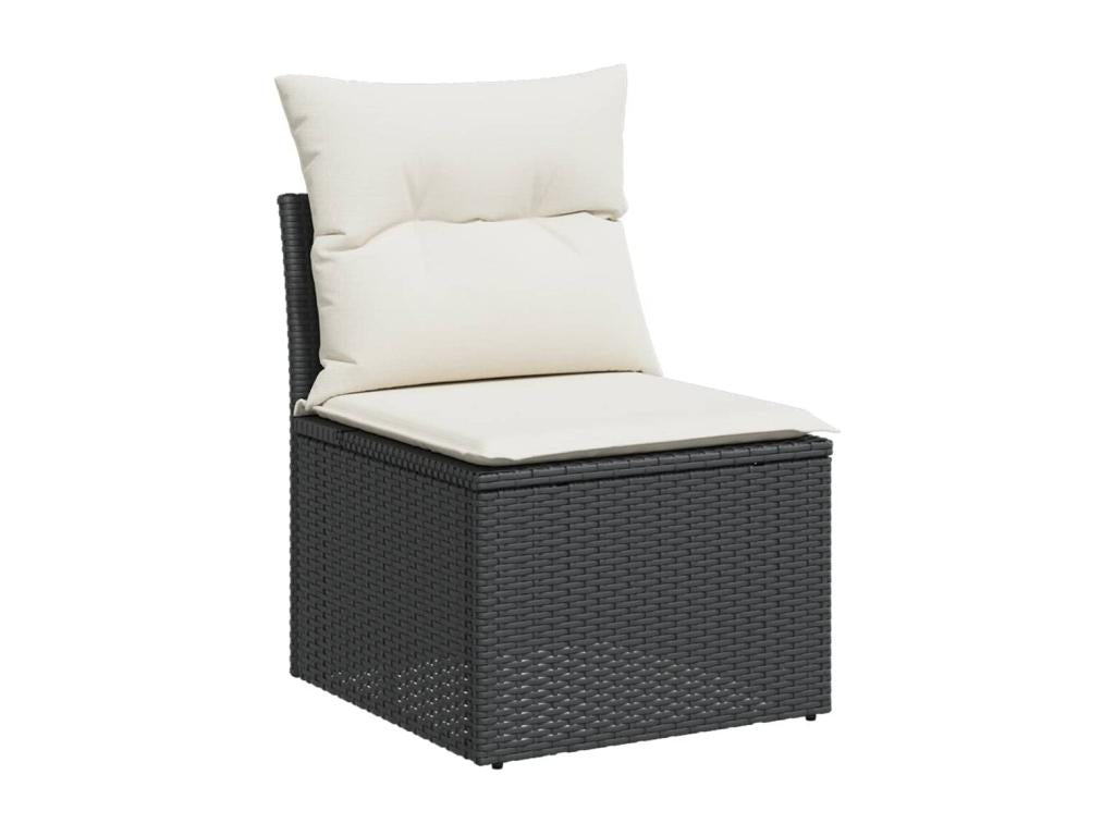 Ensemble de mobilier de jardin 13 pièces en résine tressée noire avec coussins - dlz1766573050528